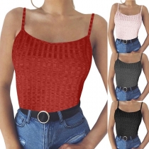 Sexy Backless Solid Color Knit Cami Top 