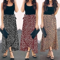 Fashion High Waist Irregular Hem Printed Skirt 