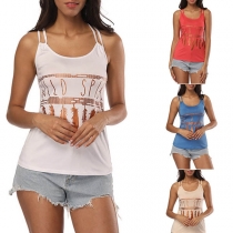 Sexy Backless Printed Sling Top 