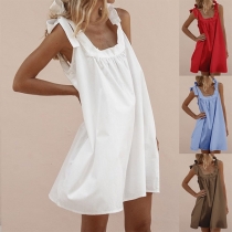 Sexy Backless Solid Color Loose Sling Dress