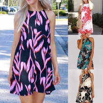 Fashion Sleeveless Round Neck Printed Dress