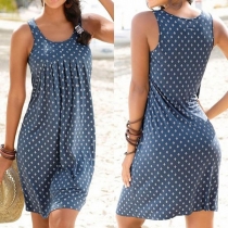 Fashion Sleeveless Round Neck Printed Dress