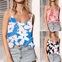 Sexy Backless V-neck Printed Cami Top 