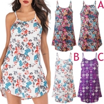 Sexy Backless Printed Sling Dress