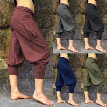 Fashion Solid Color Low-waist Lantern Pants