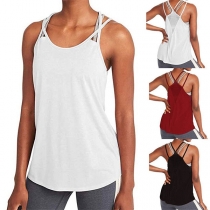 Sexy Backless Solid Color Sling Top