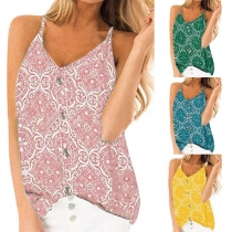 Sexy Backless V-neck Printed Cami Top 