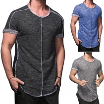 Fashion Solid Color Short Sleeve Round Neck Men's T-shirt