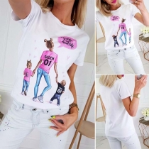 Cute Cartoon Printed Short Sleeve Casual T-shirt