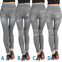 Fashion High Waist Slim Fit Printed Leggings