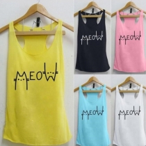 Fashion Letters Printed U-neck Tank Top 