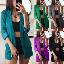 Fashion Solid Color Lapel Long Sleeve Suit Coats