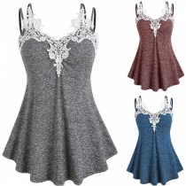 Sexy Backless V-neck Lace Spliced Sling Top