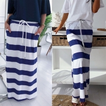 Fashion High Waist Striped Skirt