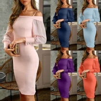 Sexy Off-Shoulder Long Sleeve Slim Fit Sling Dress