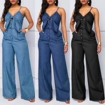Sexy Backless V-neck High Waist Sling Jumpsuit 