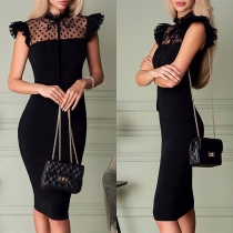 Sexy Gauze Spliced Sleeveless Slim Fit Dress