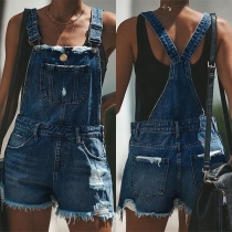 Mode Jeansshorts med sliten fåll och hög midja