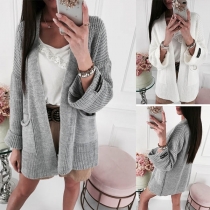 Fashion Solid Color Long Sleeve Knit Cardigan