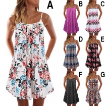 Sexy Backless Printed Sling Dress