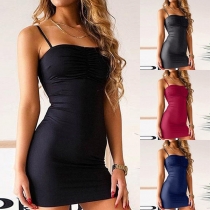 Sexy Backless Solid Color Slim Fit Sling Dress