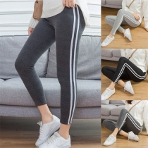 Fashion Striped Spliced High Waist Leggings