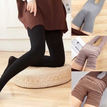 Fashion Solid Color High Waist Stretch Leggings