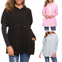 Simple Style Long Sleeve Solid Color Hoodie 