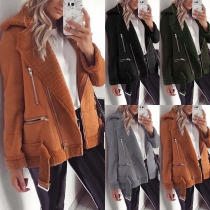 Fashion Solid Color Long Sleeve Lapel Coat