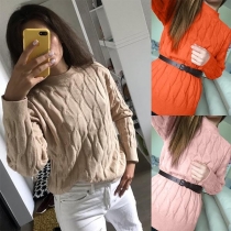 Fashion Solid Color Long Sleeve Round Neck Sweater