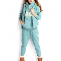 Fashion Letters Print Hooded Sweatshirt Three-piece Set （Size Run Small）