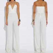 Sexy Backless Deep V-neck High Waist Sling Jumpsuits