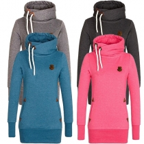 Enfärgad Slim Fit Långärmad Huvtröja Mode