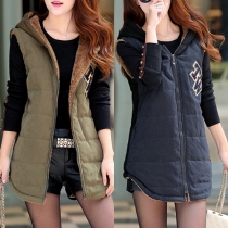 Fashion Solid Color Hooded Warm Vest