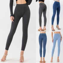 Moder enfärgade mellanhöga slim fit pennbyxor