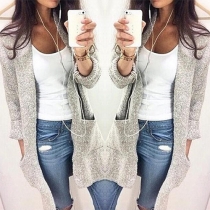 Fashion Solid Color Long Sleeve Knit Cardigan