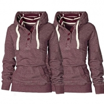 Fashion Solid Color Long Sleeve Hooded Sweatshirt