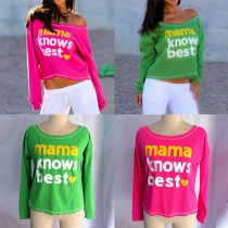 Fashion Letters Printed Long Sleeve Round Neck Sweatshirt