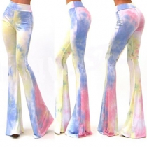 Fashion Tie-Dye Slim High-Waist Bell-Bottom Trousers