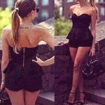 Sexy Strapless Flouncing Slim Fit Rompers