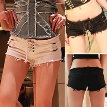 Sexiga shorts med sidodragkedja och snörning