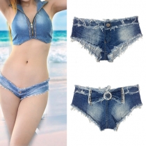 Sexy Bow-Knot Low Rise Mini Denim Shorts