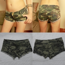 Sexiga Danim-shorts med låg höjd i Camo-tryck