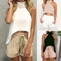 Sexy Off-shoulder Irregular Hem Solid Color Tops