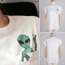 Casual Style Short Sleeve Round Neck T-shirt