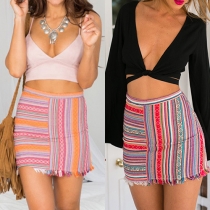 Fashion High Waist Colorful Striped Bust Skirt