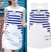 Fresh Style Sleeveless Round Neck Printed Dress