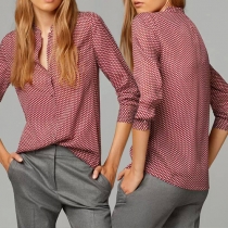 Fashion Long Sleeve Stand Collar Printed Shirt
