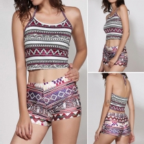 Sexy Backless Printed Cami Tops