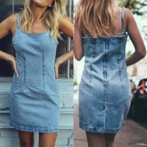 Sexy Backless Slim Fit Sling Denim Dress